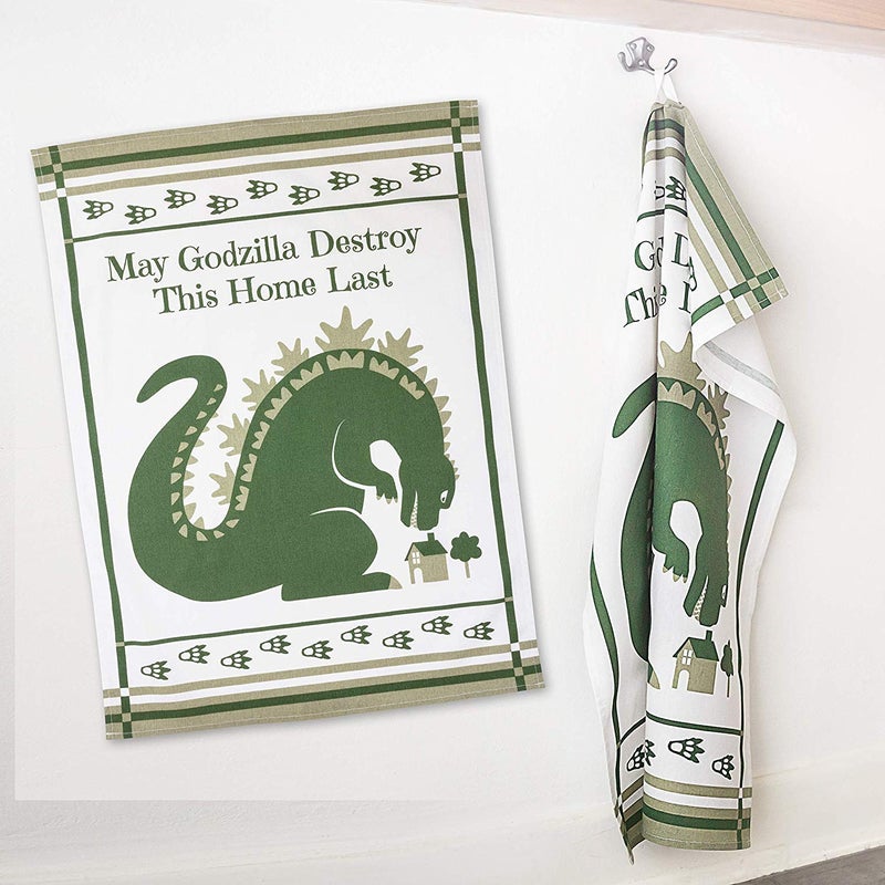 getDigital Dish Cloth May Godzilla Destroy This Home Last - A Funny Home Blessing Kitchen Towel for Geeks and Monster Movie Fans - 100% Cotton, Absorbent and Machine Washable - Image 2